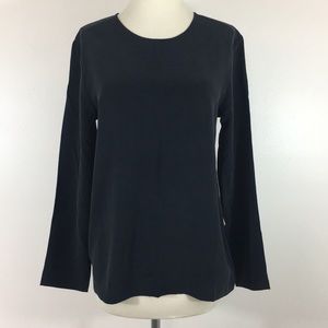Unworn Grana Silk Long Sleeve Blouse in Black - Sm